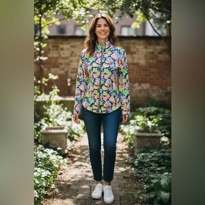 Lilly Pulitzer x Disney Skipper Mickey 1/2 Zip Pullover Jacket Size XS Navy